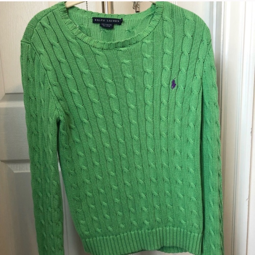 Ralph Lauren Green Cable Knit Sweater